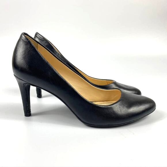 Women's Alex Marie Round Toe Leather Pumps Professional Heels Black Size 8 M - Picture 2 of 9